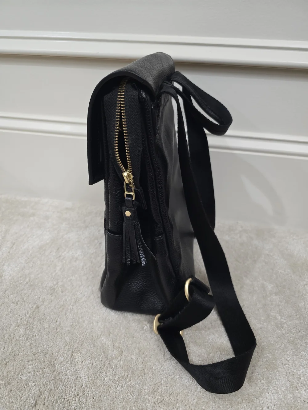 Foley + Corinna Black Pebbled Leather Backpack